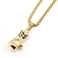 Retro golden boxing glove pendant necklace with durable titanium steel box chain - Gold Pendant With Box Chain