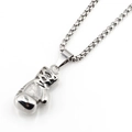Vintage silver boxing glove pendant necklace with solid stainless steel box chain - Silver Pendant With Box Chain