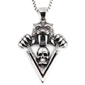 Collar punk gótico con colgante de cabeza de tigre y calavera en plata oscura - Colgante con Cadena de Caja