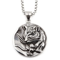 Vintage Viking squirrel coin pendant necklace in antique silver finish with wheat chain - Pendant With Box Chain