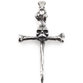Vintage punk skull cross pendant necklace in distressed titanium steel for men - Pendant Only (Without Chain)