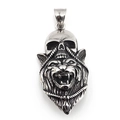 Collar punk para hombre de acero inoxidable con colgante de lobo rugiente y calavera - Colgante Únicamente (Sin Cadena)