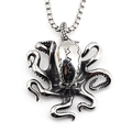 Vintage silver Cthulhu octopus pendant necklace with detailed tentacles and box chain for men - Pendant with Box Chain
