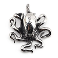 Vintage Cthulhu octopus pendant in oxidized stainless steel with detailed tentacles - Pendant Only (Without Chain)