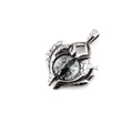 Retro punk demon eye necklace in silver finish with vintage cracked metal texture - Gray Black Vertical Eye Single Pendant (Without Chain)
