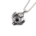Gothic punk necklace with silver dragon claw pendant and purple-blue evil eye gemstone - Gray Black Round Eye Pendant With Chain