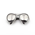 Retro Hip-Hop Silber Pilotenbrillen Anhänger Halskette aus Titanstahl für Herren Mode - Stil B Retro Silber Aviator Form Anhänger Ohne Kette