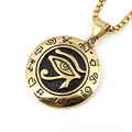Collier vintage avec pendentif Œil d'Horus doré et chaîne maille vénitienne - Ensemble Collier Or / Or Avec Chaîne Maille Miroir