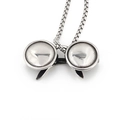 Vintage Hip-Hop Halskette in Silber mit runden Brillenanhänger an einer Box-Kette - Stil C Retro Silber Rundrahmen Mit Box Kette