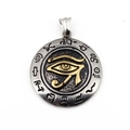 Pendentif œil d'Horus vintage en acier inoxydable bicolore argenté et doré - Style Patchwork Bicolore / Pendentif Uniquement (Sans Chaîne) Argent Or Mix