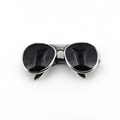 Retro Hip-Hop Titanstahl Halskette mit schwarzem Fliegerbrillen Anhänger für Herren - Stil A Aviator Spiegelform Anhänger Ohne Kette