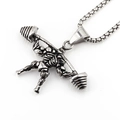 Strong bodybuilder weightlifting pendant necklace with durable steel box chain for men - Silver Necklace (With Box Chain)