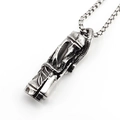 Retro stainless steel necklace featuring a water bottle pendant with snake and leaf relief - With Chain / Silver