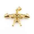 Golden weightlifting man pendant necklace for fitness enthusiasts with barbell detail - Pendant Only (Without Chain) (Gold)