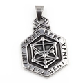 Nordic Viking hexagram necklace with runic symbols on antique steel pendant - Pendant Only (Without Chain)