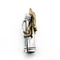 Vintage punk necklace with golden snake wrapping a silver kettle pendant and green leaf - Pendant Only (Without Chain) / Gold