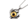 Gothic evil eye necklace with amber gemstone and vintage dragon scale texture pendant - Yellow Round Eye Pendant With Chain