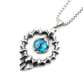 Collier hip hop en acier titane avec pendentif œil bleu de style punk rock - Ensemble Collier (Pendentif et Chaîne Inclus) / Œil Vertical Bleu