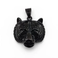 Pendaglio testa di tigre nera in acciaio inossidabile con incisione in rilievo - Ciondolo Nero Solo (Senza Catena)