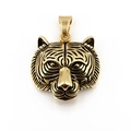 Poliertes goldener Tigerkopf Anhänger aus Vintage-Titanstahl für Herrenhalskette - Goldener Anhänger Nur (Ohne Kette)