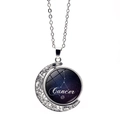 Collar signo Cáncer con colgante de luna plateada y disco giratorio de cielo estrellado - Cáncer (XSWX3562-3)