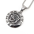 Collier en acier inoxydable avec pendentif Oeil d'Horus et gravure détaillée hiéroglyphique - Ensemble Collier Argent