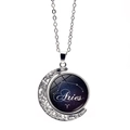 Collar con colgante de luna giratorio de doble cara signo Aries y mapa de estrellas - Aries (XSWX3562-2)