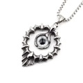 Collier hip-hop rétro avec pendentif œil maléfique argenté et chaîne à mailles - Ensemble Collier (Pendentif et Chaîne Inclus) / Œil Gris Noir