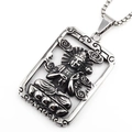 Retro-Halskette mit Buddha-Anhänger aus Edelstahl und geprägtem Tierkreiswächter-Motiv - Stil D Anhänger mit Boxkette