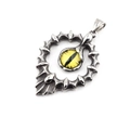 Collier tournesol hip-hop rétro avec pierre oeil-de-chat jaune en argent antique - Pendentif Seul (Sans Chaîne) / Œil Vertical Jaune