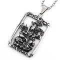 Vintage oxidized silver Buddha pendant necklace with stainless steel bead chain for men and women - Style B Pendant with Box Chain