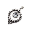 Pendentif tournesol oeil de la providence punk gothique en acier titane vieilli - Pendentif Seul (Sans Chaîne) / Œil Vertical Gris Noir