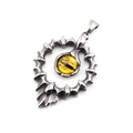 Pendentif tournesol œil de dieu gothique en argent vintage avec pierre d'œil jaune - Pendentif Seul (Sans Chaîne) / Œil Horizontal Jaune