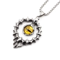 Collier hip hop argent vintage avec pendentif œil de dieu tournesol et pierre œil de dragon - Ensemble Collier (Pendentif et Chaîne Inclus) / Œil Horizontal Jaune