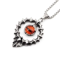 Collier punk rétro avec pendentif coeur tournesol et pierre œil du diable rouge argenté - Ensemble Collier (Pendentif et Chaîne Inclus) / Œil Horizontal Rouge