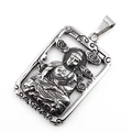 Vintage stainless steel zodiac guardian buddha necklace pendant in retro silver finish - Style A Pendant Only (Without Chain)