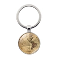 Vintage Weltkarten Schlüsselanhänger mit Silberlegierung und Glas-Cabochon Anhänger - Silber Stil 1 (XSWX6289-1)