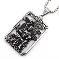 Vintage Anhänger Halskette aus Titanstahl mit hohl geformtem Buddha Relief Design - Stil C Anhänger mit Boxkette