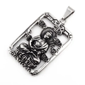 Vintage Edelstahl-Buddha-Anhänger Halskette mit gravierter Tierkreis-Schutzgottheit - Stil F Anhänger Nur (Ohne Kette)