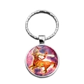 Portachiavi zodiaco Sagittario in argento con ciondolo centauro e nebulosa viola - Sagittario