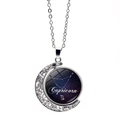 Collar colgante luna Capricornio giratorio en plata con diseño de cielo estrellado - Capricornio (XSWX3562-4)