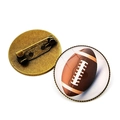 Vintage bronze American football glass dome brooch pin with a classic sports theme - American Football Pattern (XSWX6369-9) / Antique Bronze
