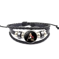 Meerlaagse lederen armband met letter A hanger en bloemontwerp voor mannen en vrouwen - Letter A (XSWX6408-A)
