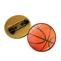 Detail showing the basketball texture glass dome and antique bronze pin back structure - Basketball Texture Pattern (XSWX6369-8) / Antique Bronze