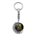 Portachiavi luna crescente d'argento con ciondolo girasole You Are My Sunshine - Girasole Scrittura (XSWX6459-4)