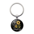 Porte-clés tournesol avec pendentif citation 'You are my Sunshine' sur fond blanc - Argent-You Are My Sunshine (Style 4-Décoratif)