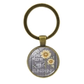 Detail of sunflower and bee artwork with You are my SUNSHINE quote on bronze keychain - Antique Bronze-You Are My Sunshine (Style 3-Little Bee)