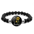 Bracciale elastico con perline nere e ciondolo girasole You Are My Sunshine - Stile Classico You Are My Sunshine B (XSWX6470-2)