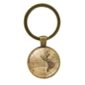 Vintage bronze world map glass dome keychain pendant for a retro travel-inspired look - Antique Bronze Style 1 (XSWX6289-1)