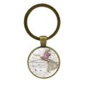 Vintage bronze world map glass dome keychain featuring antique 17th-century style map - Antique Bronze Style 3 (XSWX6289-3)